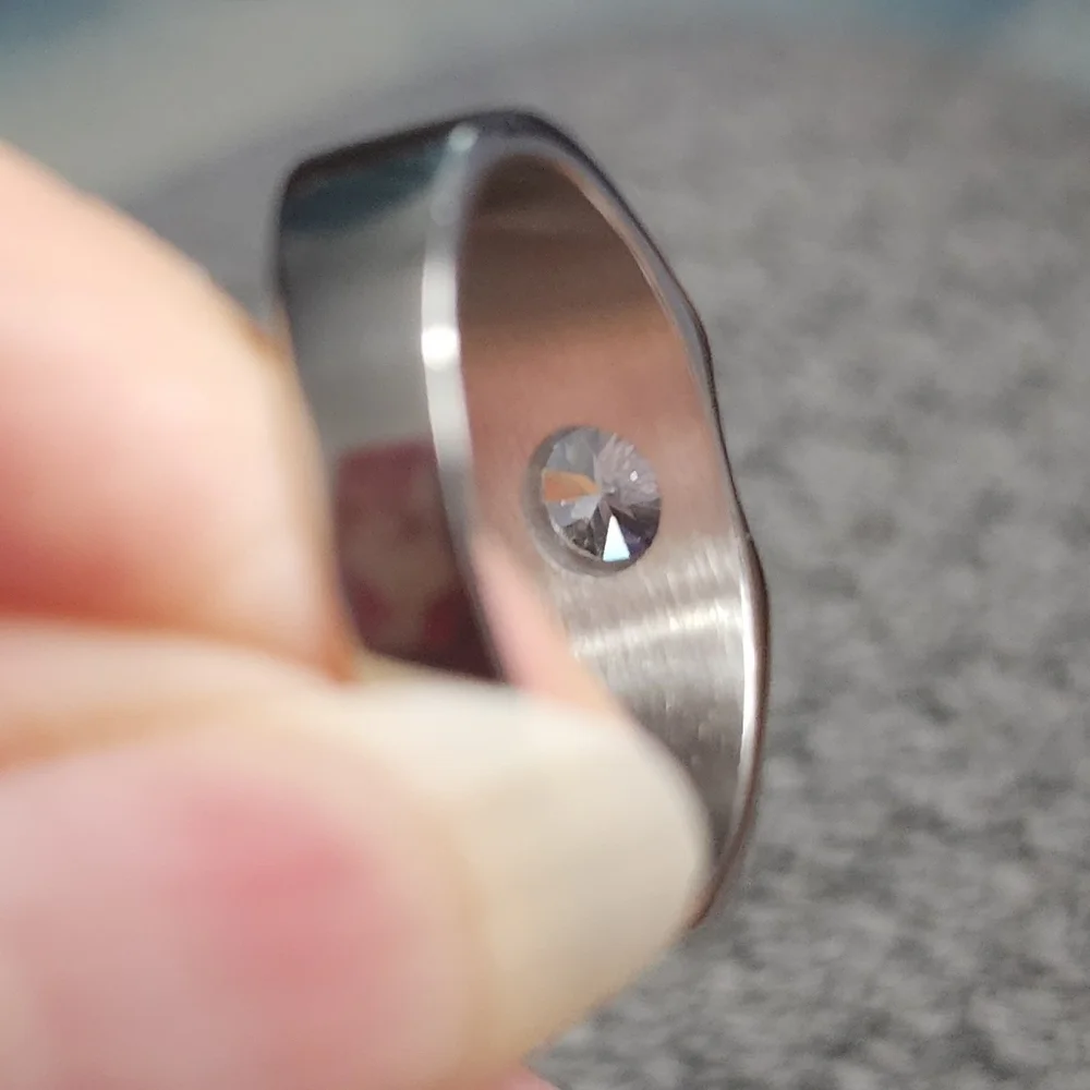 Moissanite Diamond Stainless Steel Mens Ring